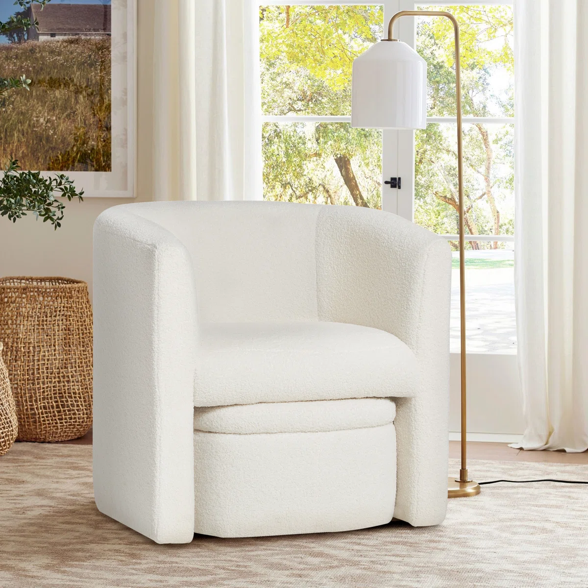Braedin Upholstered Accent Chair & Storable Ottoman, No Assembly Required