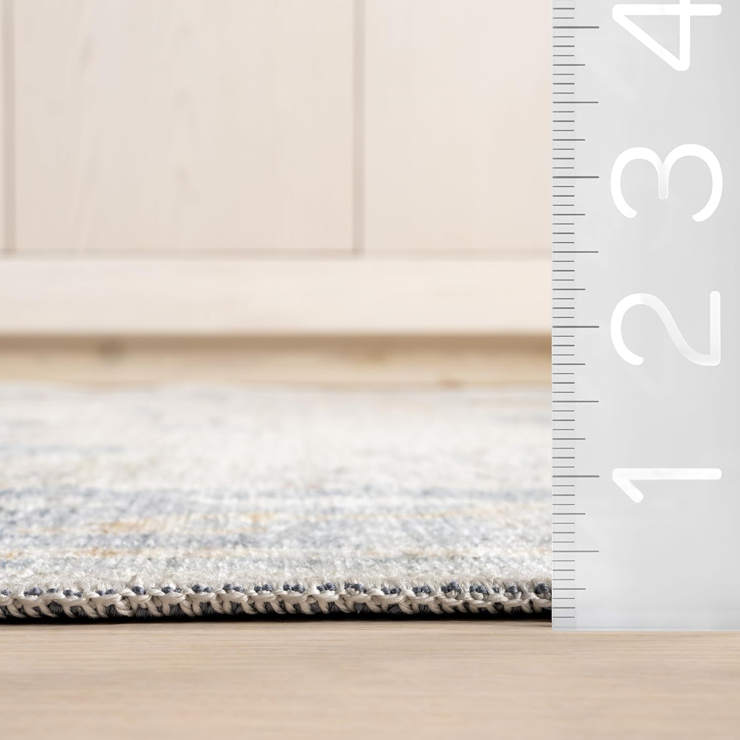 nuLOOM 2'6 x 8' Machine Washable Stain-Resistant Area Rug with Non Slip Backing, Low Profile for Living Room, Bedroom, and Dining Room, Alayah Light Blue