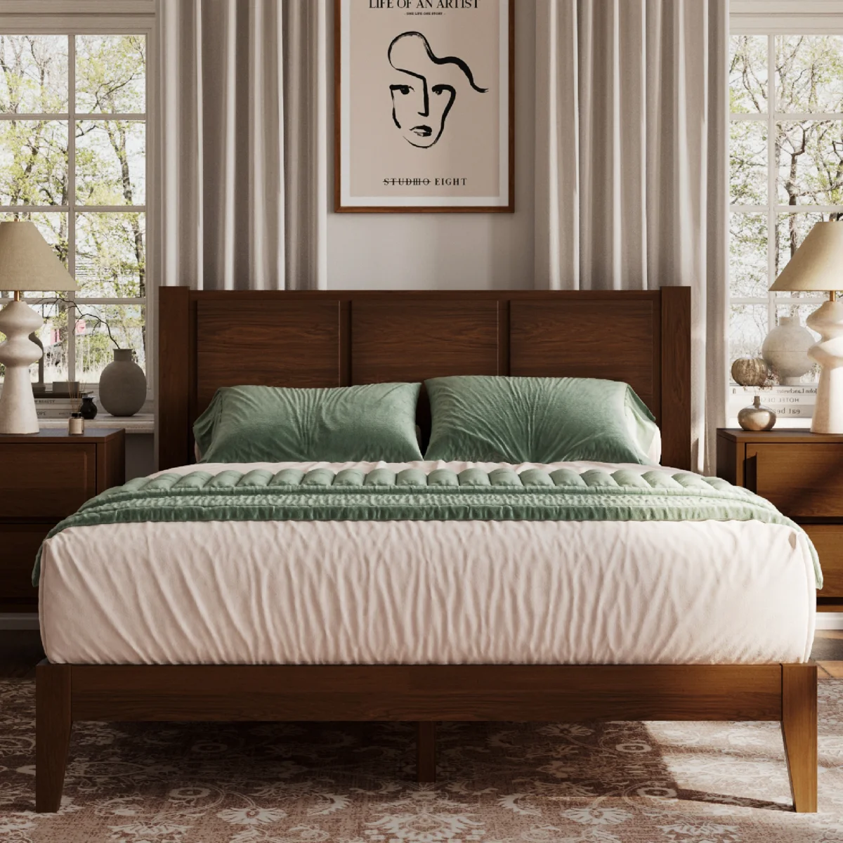 Knighten Solid Wood Bed Frame