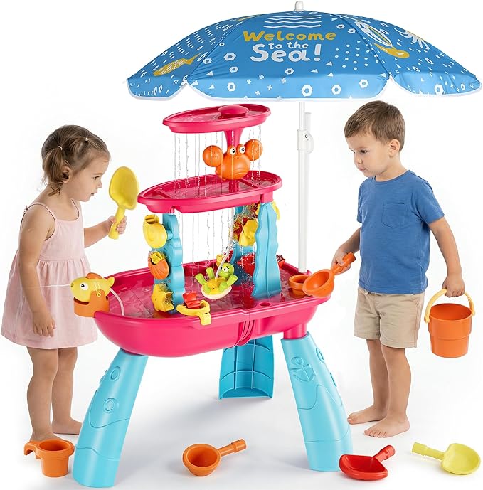 Kids Water Table with Umbrella and Accessories