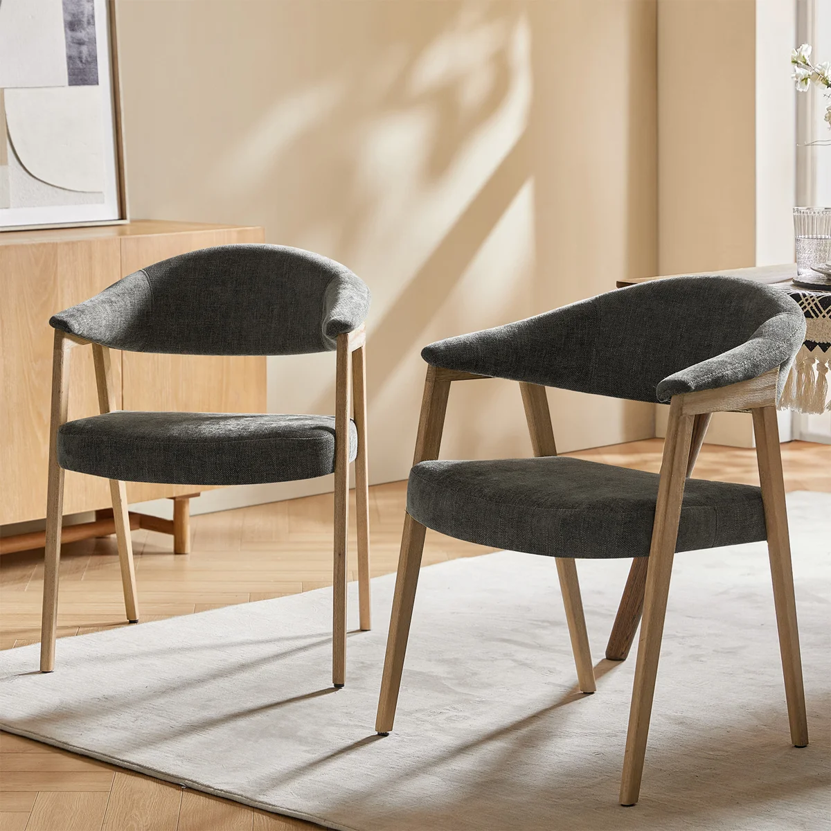 Milford 23.25''W Mid-Century Modern Dinning Chair with Ergonomic Curved Backrest (Set of 2)
