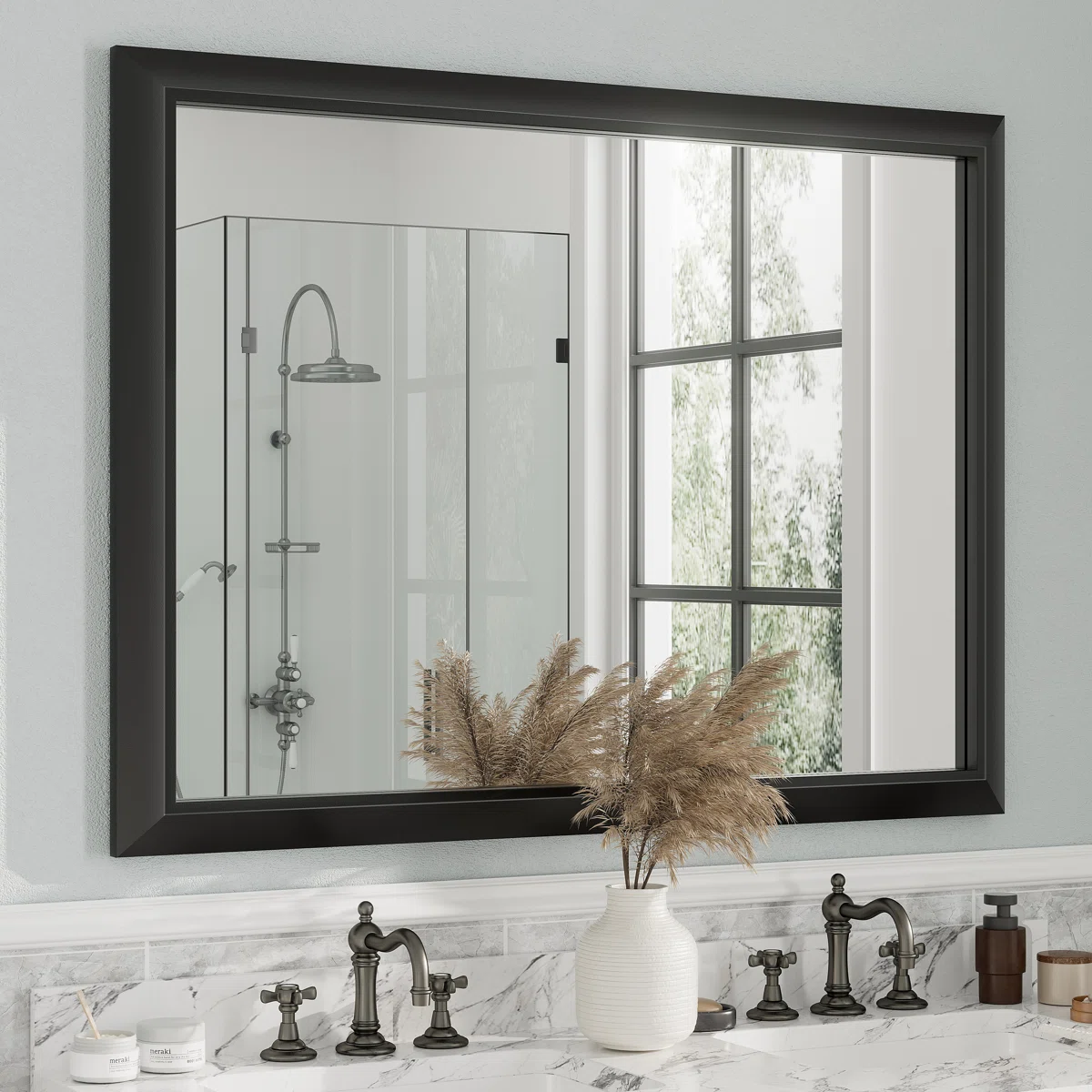 Amara Tempered Glass and Aluminum Alloy Framed French Cleat Mounted Wall Mirror with 5-Year Warranty