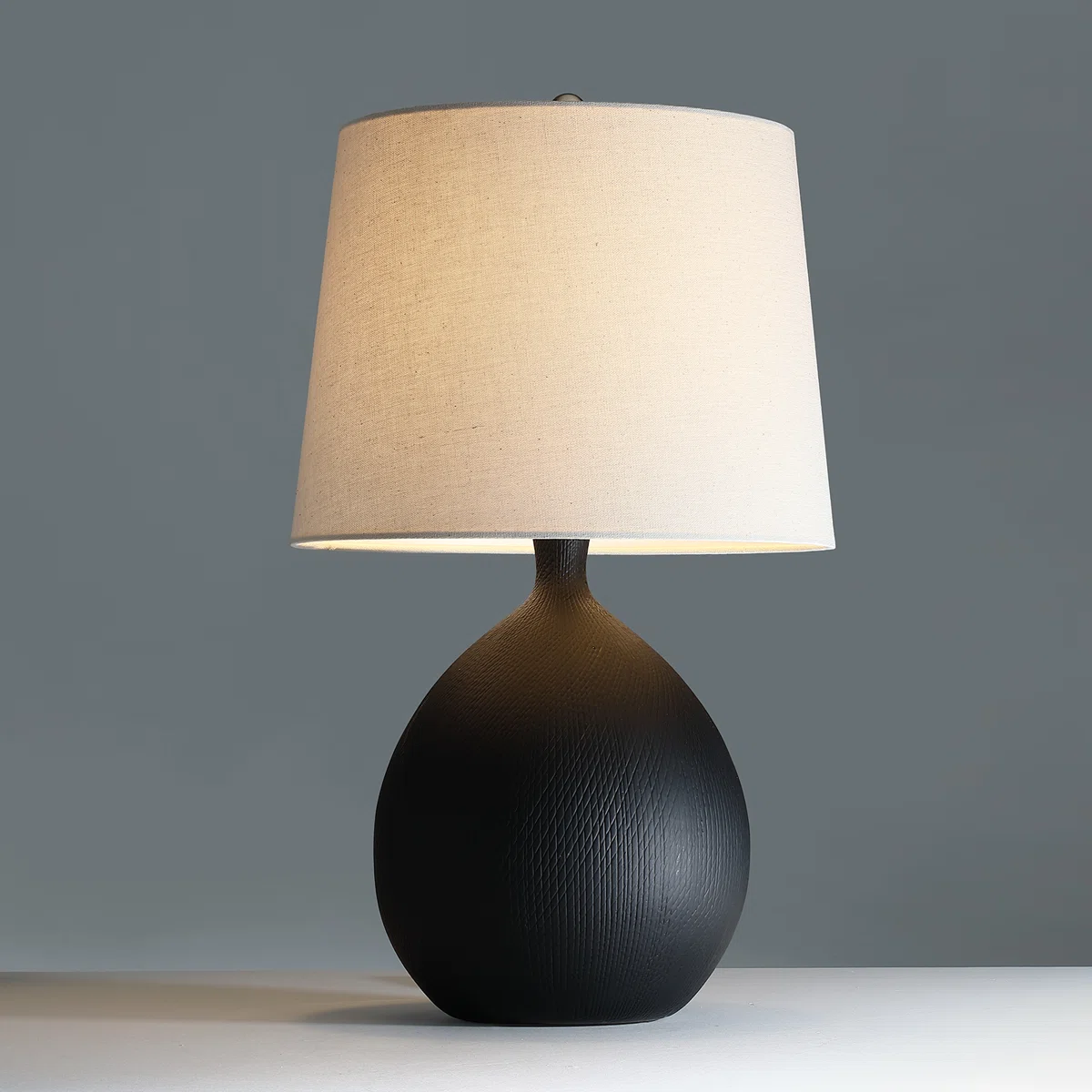 3-way Ceramic Table Lamp With Hardback Shade
