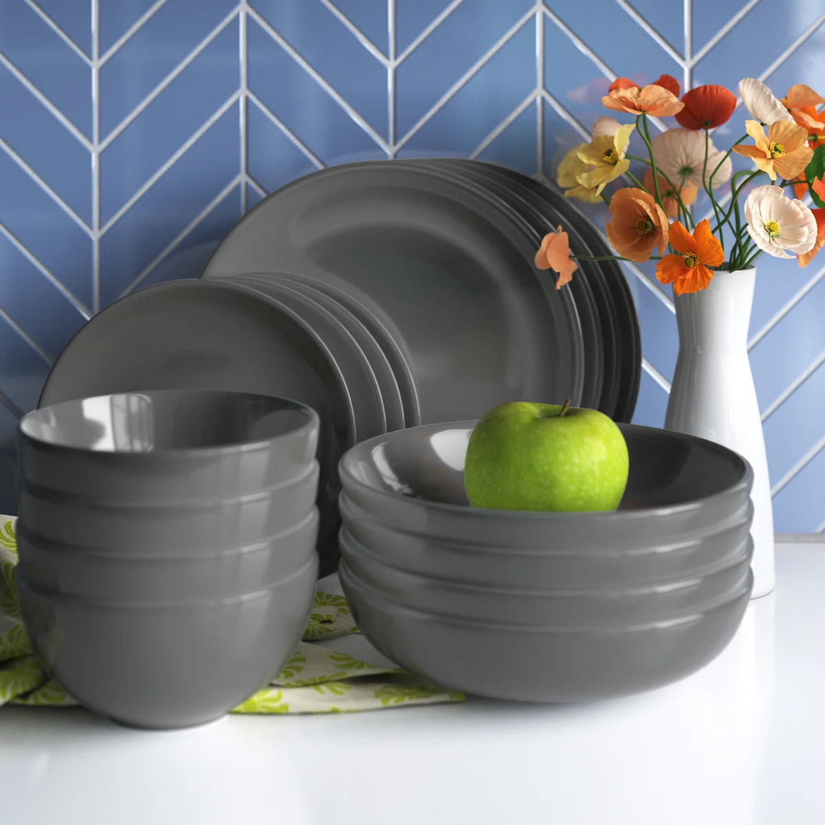 Keswick Stoneware Dinnerware Set - Service for 4