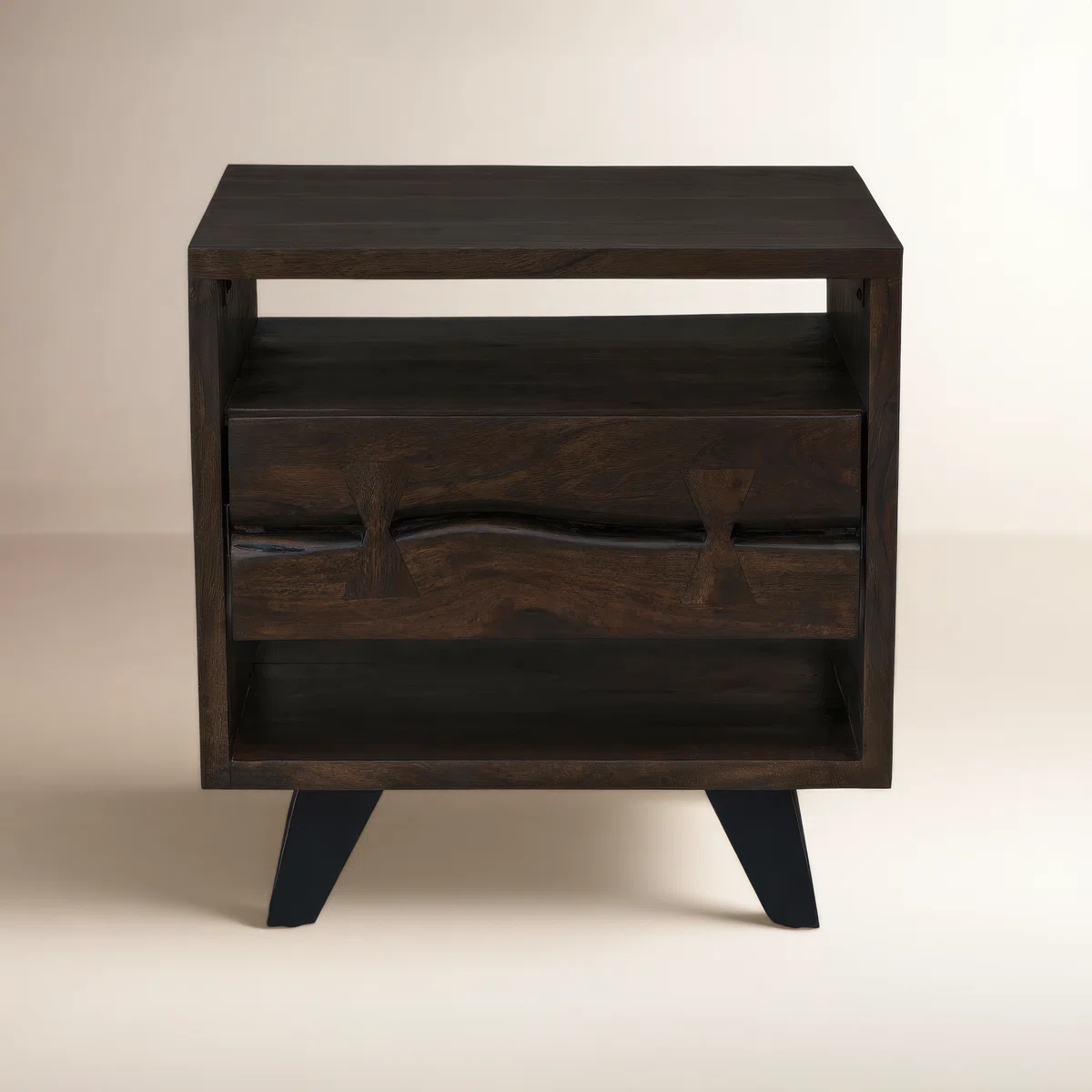 Broughton 1- Drawer Solid Wood and Metal Nightstand