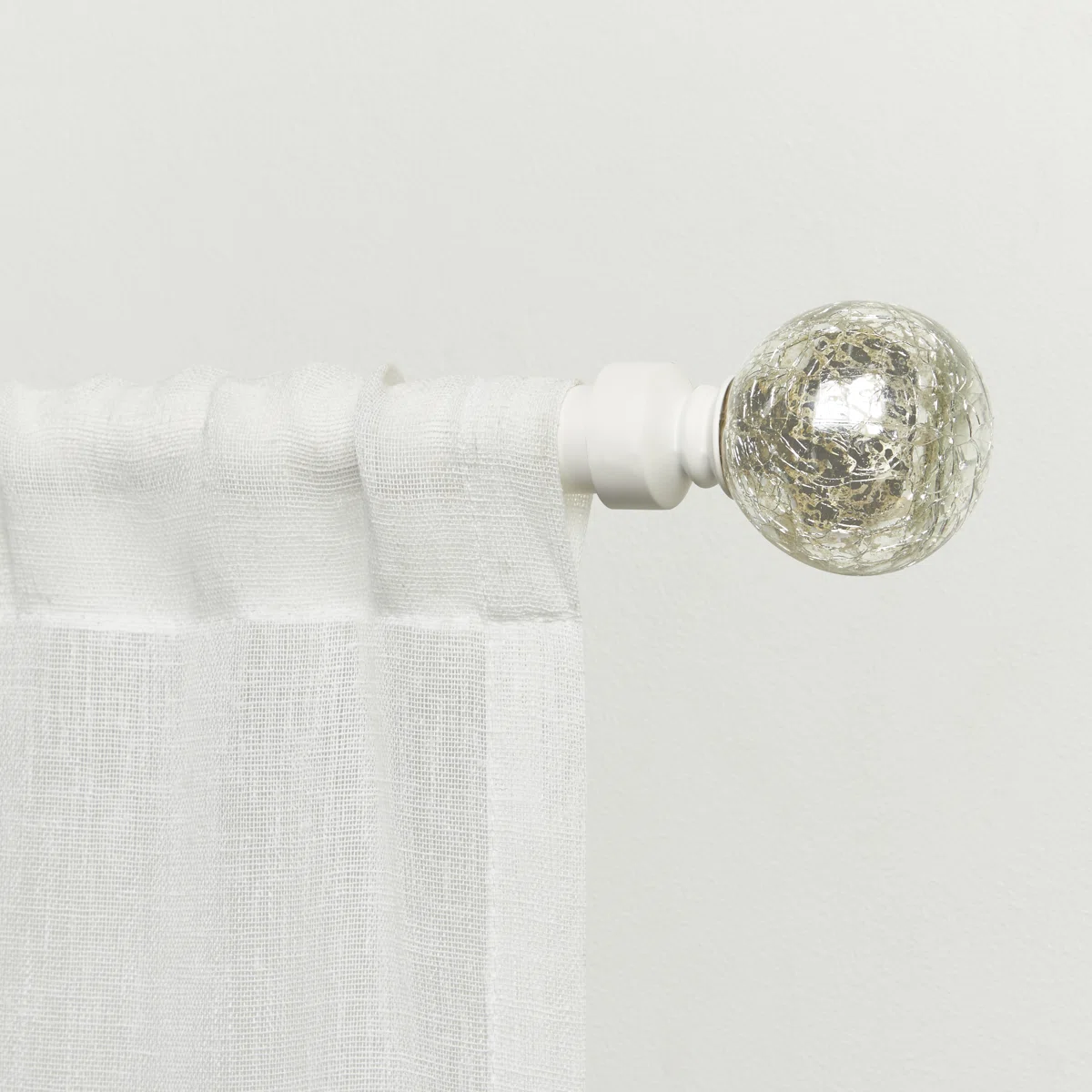 Azilee Exclusive Home Silver Aged Sphere 1 Curtain Rod and Coordinating Finial Set, Adjustable