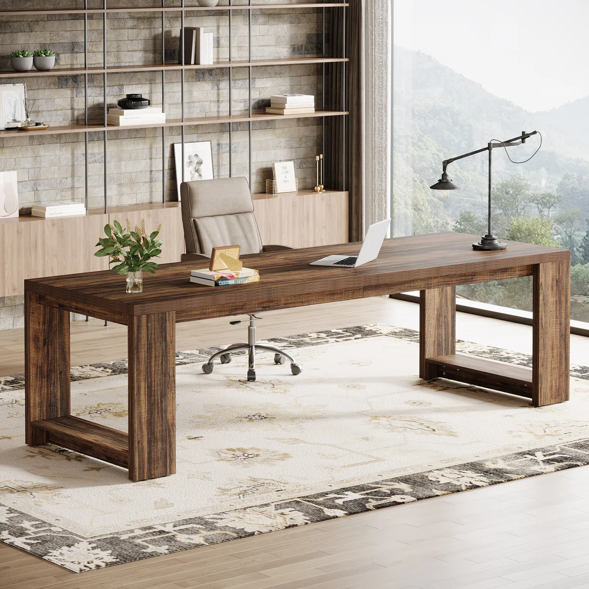 Fredis 86.6" W 2-Person Computer Desk