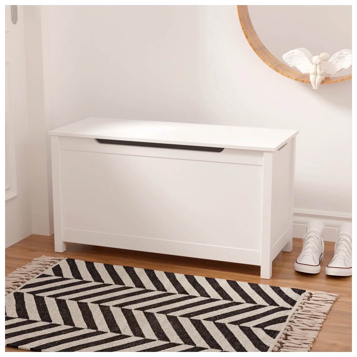 (INCOMPLETE, NO LID) Ennassim Ebern Designs Toy Box with Safety Hinged Lid