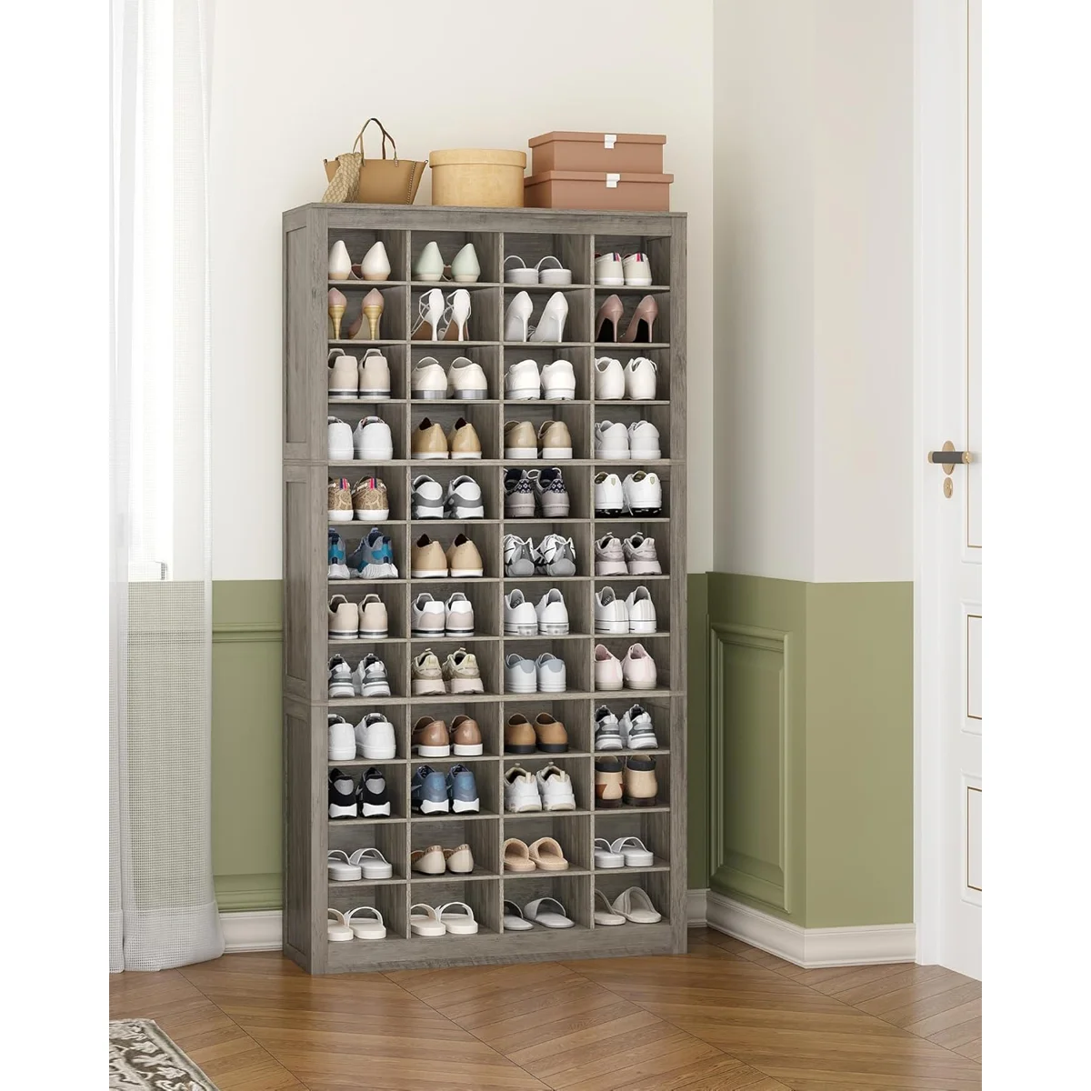 12-Tier Widen Shoe Storage Cabinet, Free Standing Closet Organizers and Storage with 48 Open Cubbie, Space Saving Shoe Rack for Entryway, Bedroom