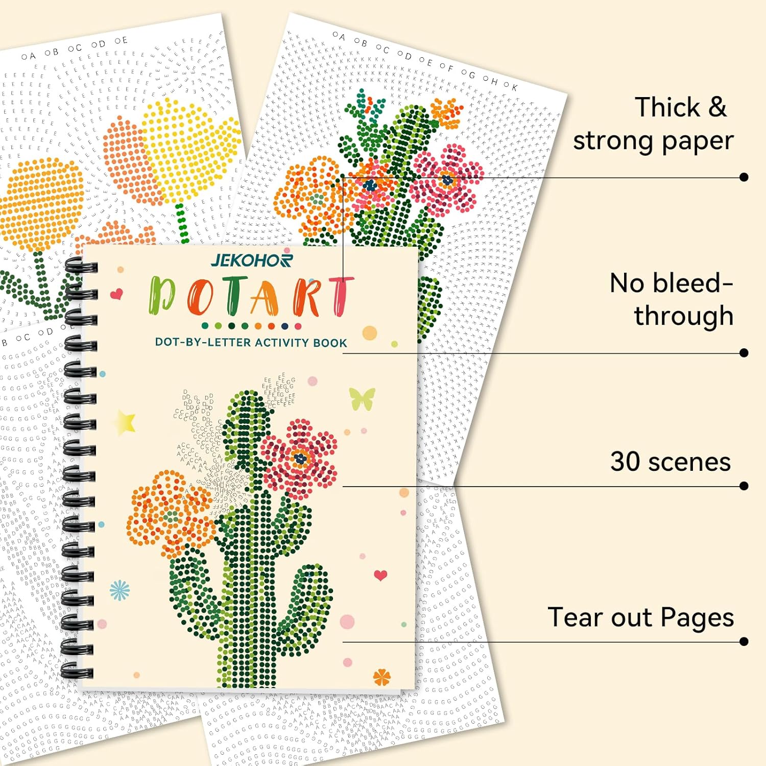 Dot Art for Adults-Coloring Book with 30 Patterns for Relaxation and Stress Relief- Dot-by-Letter-Art Meditations,Adult Coloring Books,Activity Book for Adults,Womens,Teens(Not Including Marker)