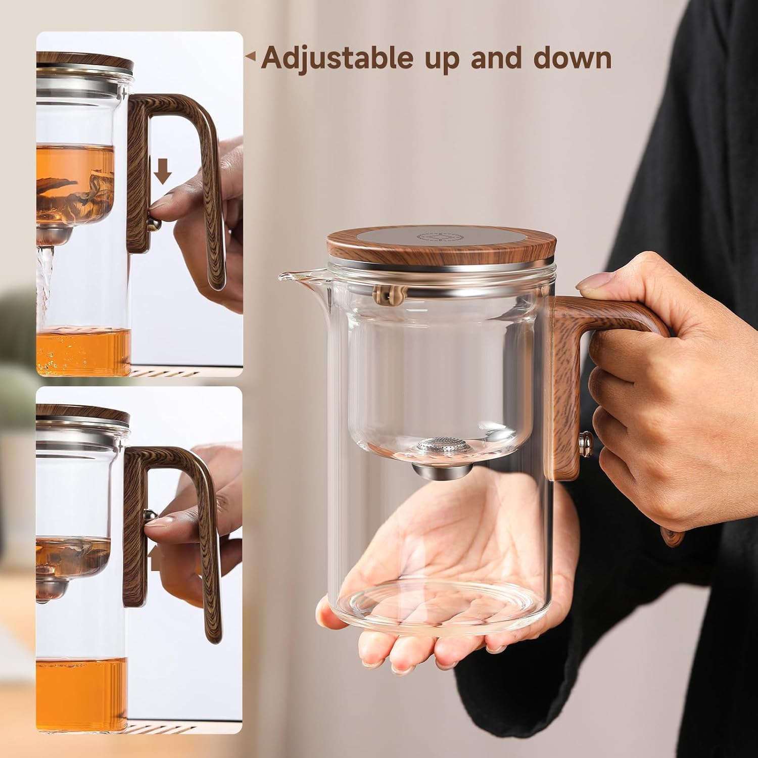(damage see photos)Enchanti Tea Pot, Magic Glass Teapot with Strainer,Magnetic Water Separation with Infuser -800ML/27.01oz 800 ml/27.05 oz