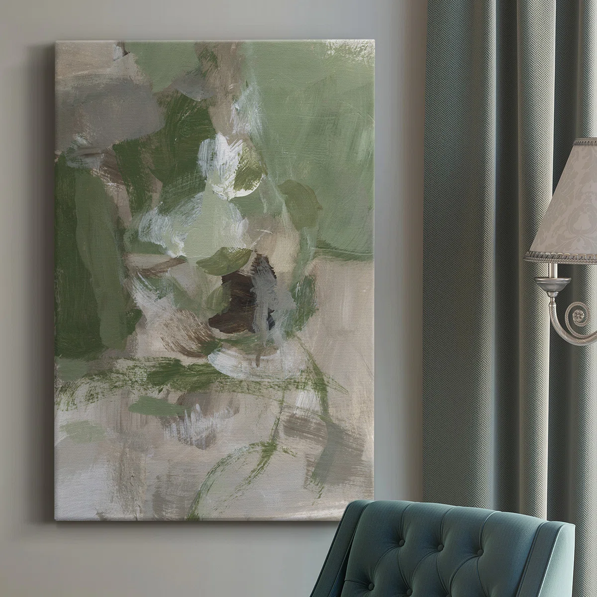 (Broken on side)Green Tea I - Wrapped Canvas Painting