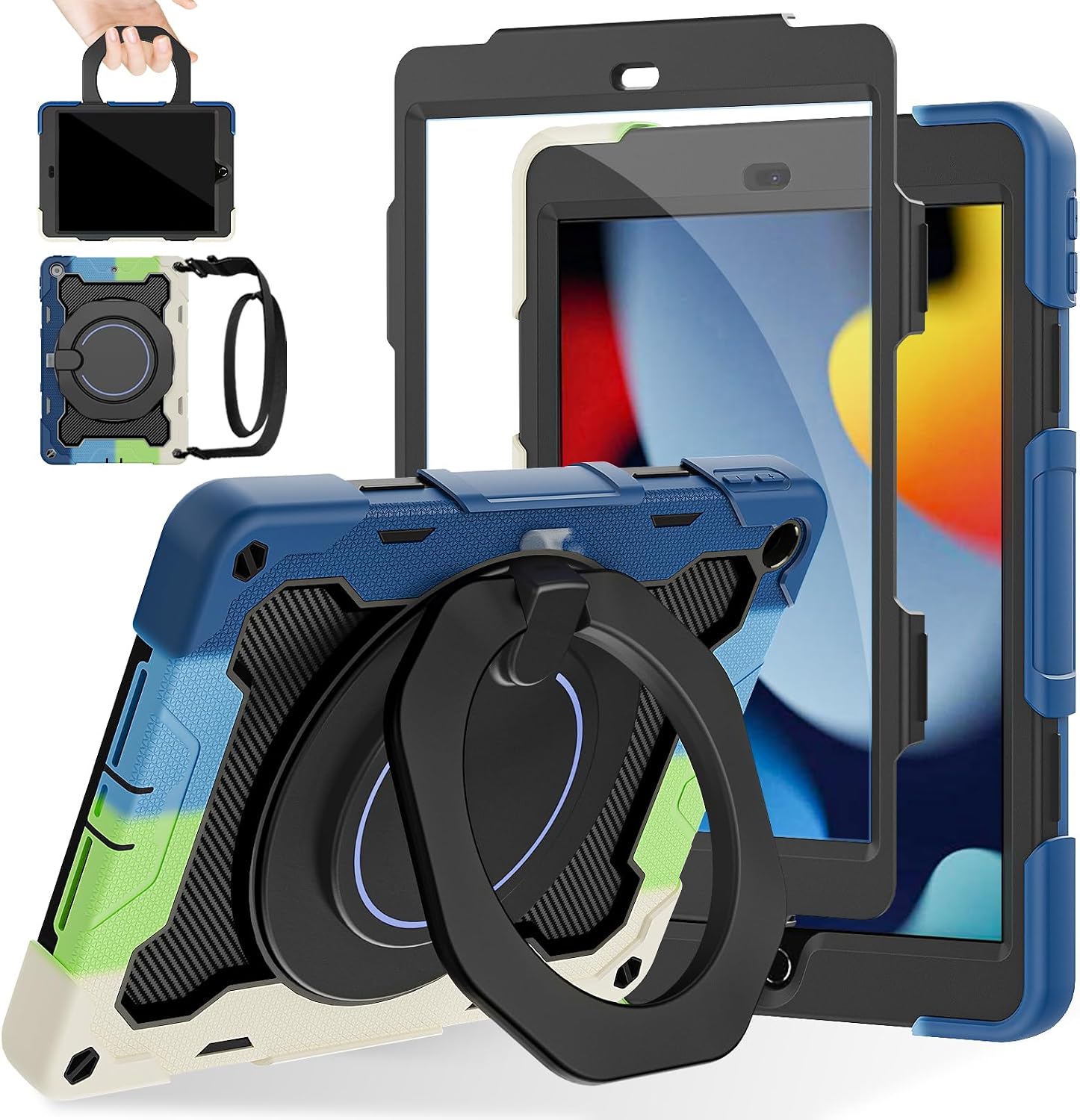 ROISKIN iPad Protective Case with Handle and Shoulder Strap