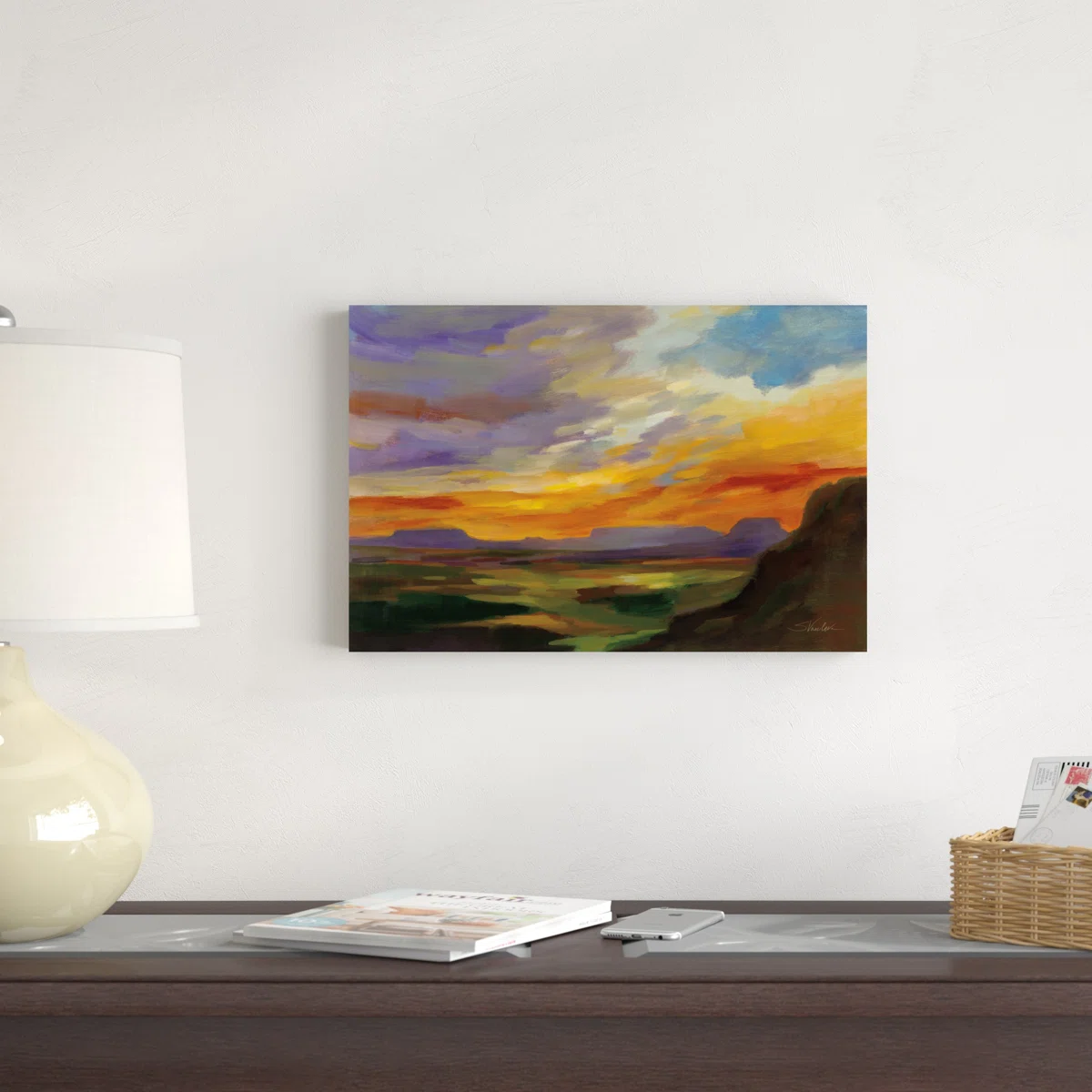 Sonoran Desert Sunset Crop by Silvia Vassileva - Wrapped Canvas Painting