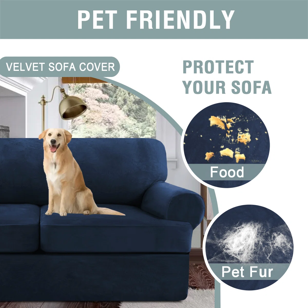 Thick Velvet Slipcovers with T Cushion Cover Machine Washable
