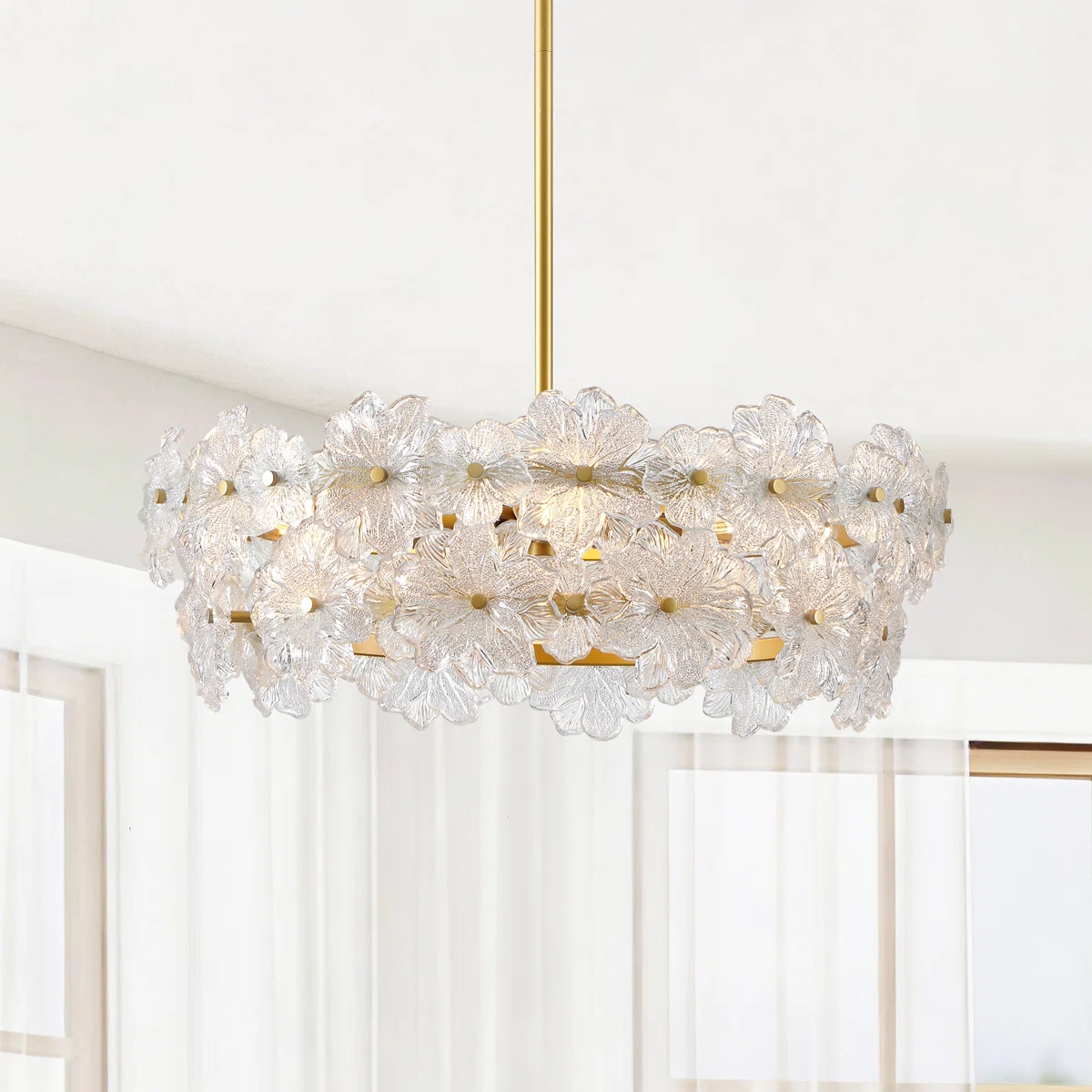Harlune 6-Light Dimmable Metal and Glass Drum Chandelier