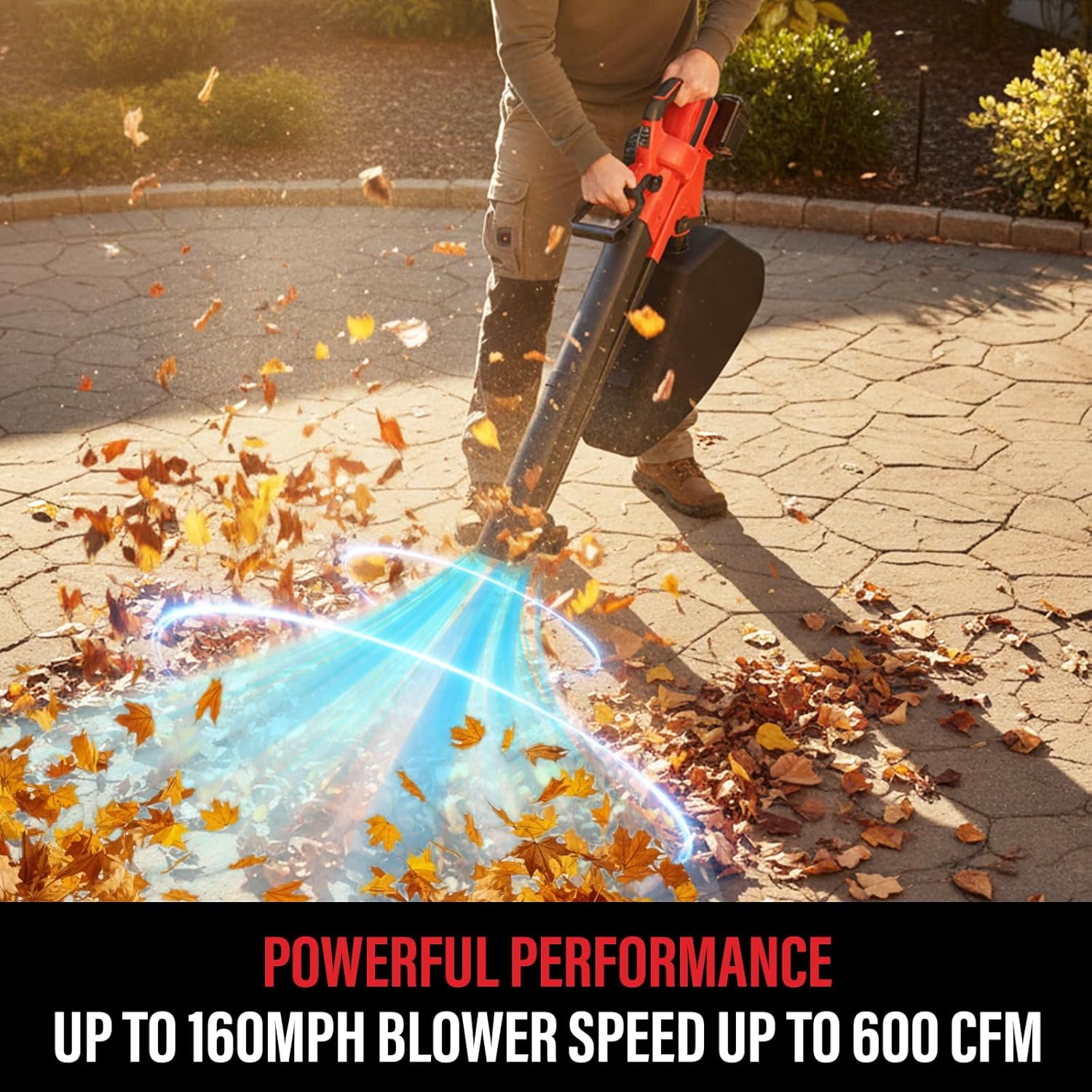 MZK 40V Cordless Leaf Blower Vacuum Mulcher, 3-in-1 Battery Powered Leaf Vacuum with 40L Bag, 600 CFM 160 MPH, 2×4.0Ah Batteries for Lawn, Yard Cleanup, LB40V