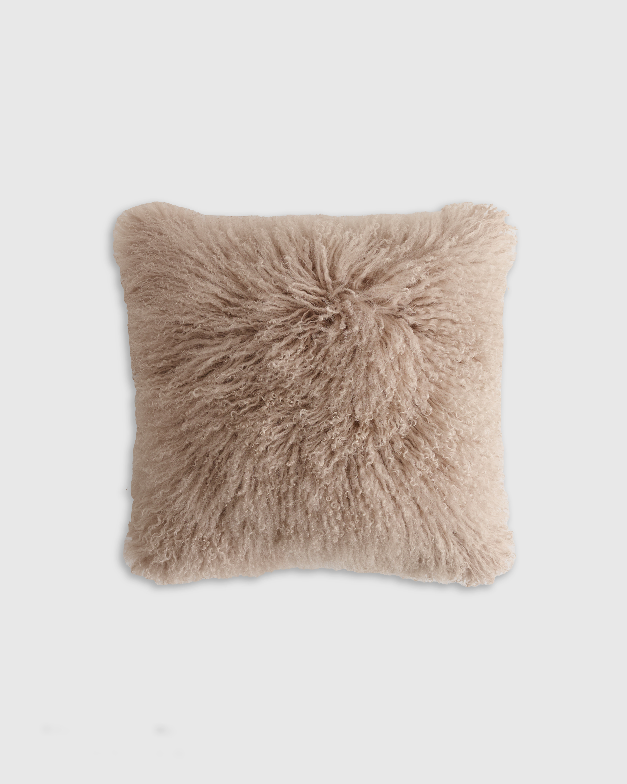 Luxe Mongolian Lamb Pillow Cover, 20x20, Khaki