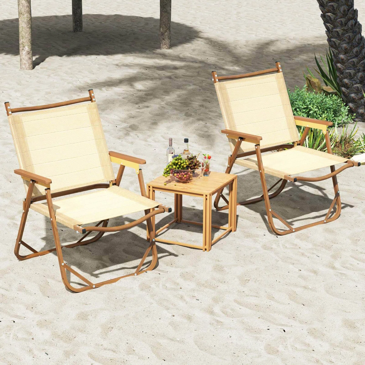 Folding Camp Chairs Set of 2 with Aluminum Frame Support 400 LBS with Armrests