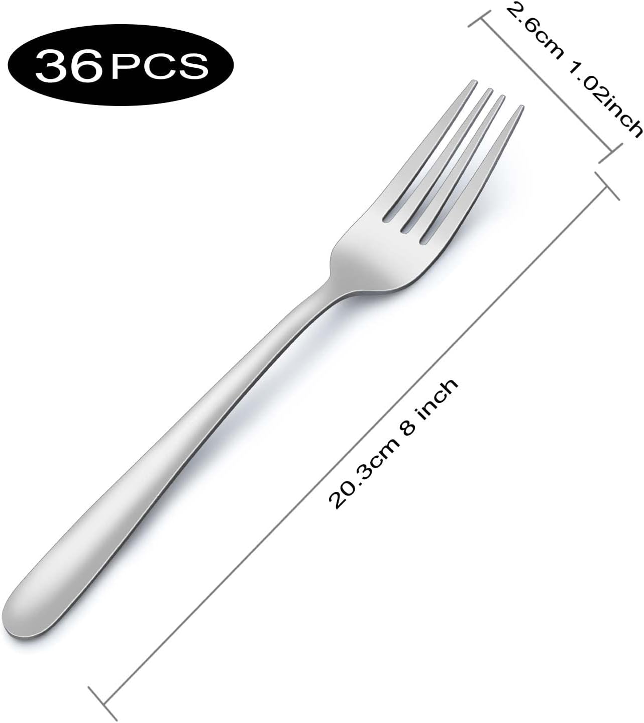 Pleafind 36-Piece Dinner Forks Set (8 inch), Stainless Steel Forks Silverware, Mirror Polished Fork Set, Small Forks for Home, Kitchen, Restaurant, Dishwasher Safe 36 Pieces 8-inch Silver Dinner Forks
