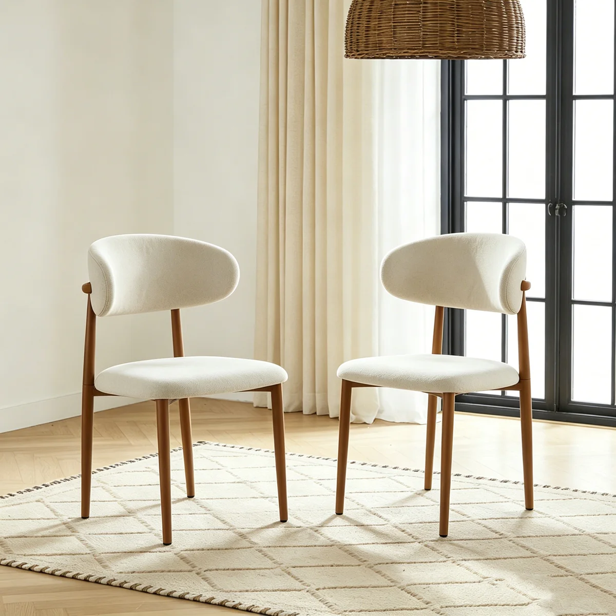 Dining Chairs Set of 2, Upholstered Kitchen Chairs with Metal Legs