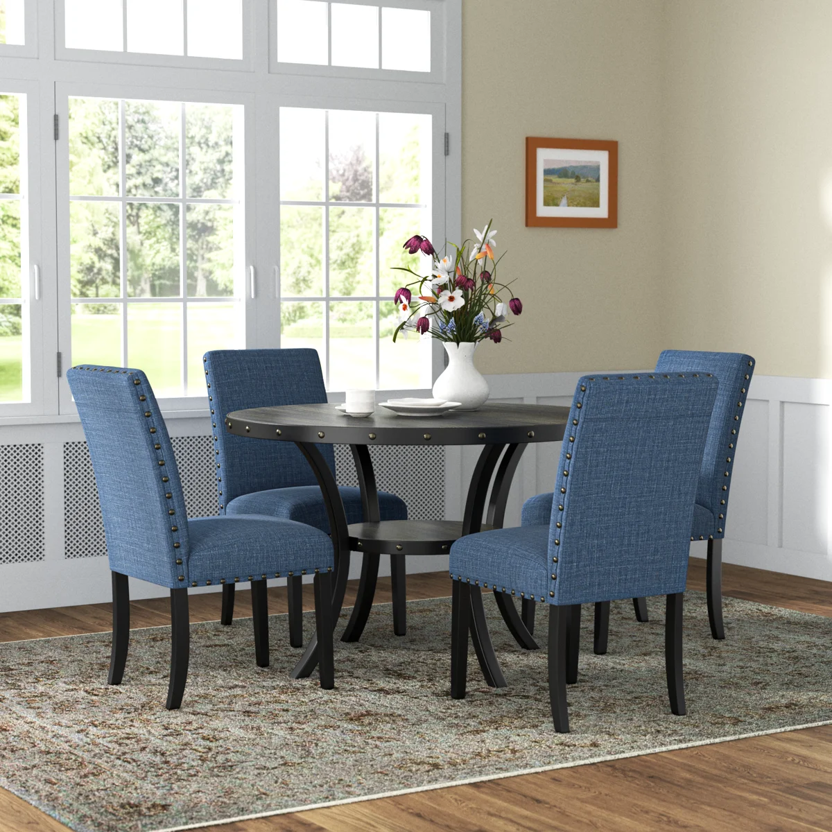 Carliana 4-Person Solid Wood Dining Set