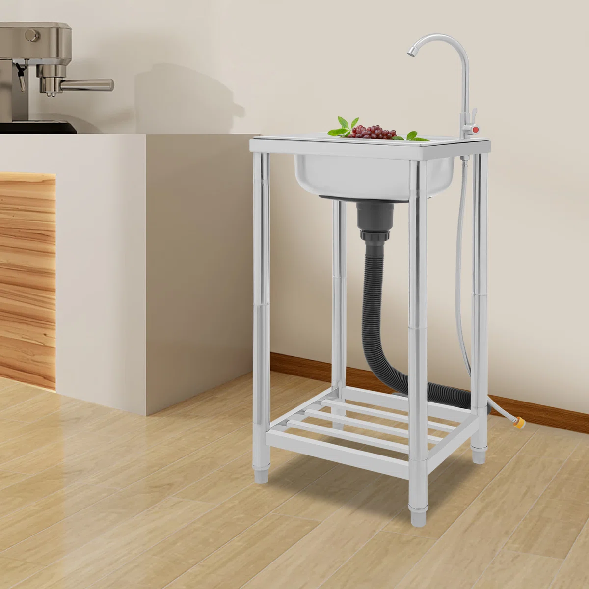 Stainless Steel Free Standing Single Bowl Kitchen Sink