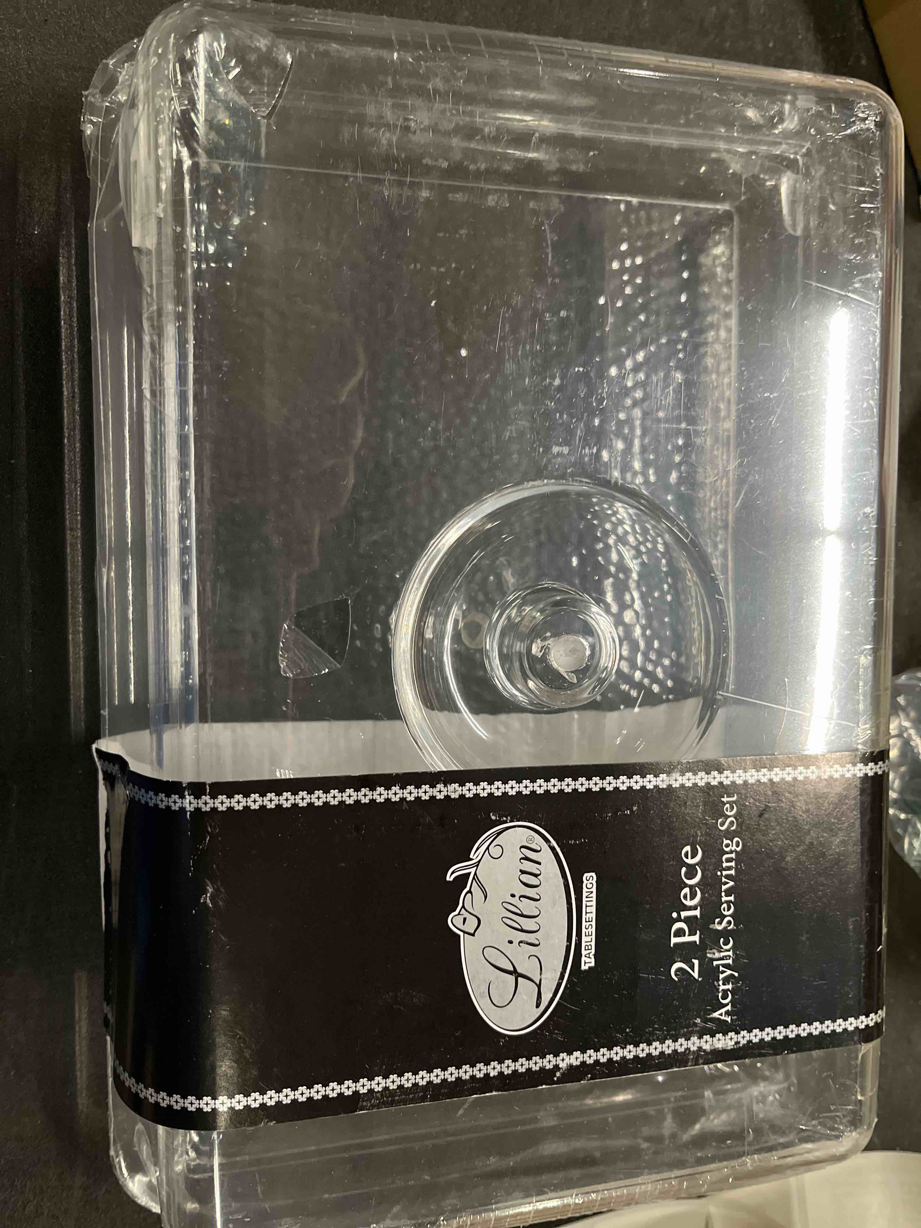 (damage pictured)Clear  Premium Acrylic Rectanglees Serving Tray with Lid (12.63 x 8.75 x 3.38) Perfect for Parties