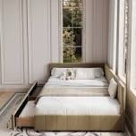 Upholstered Daybed With Backrest, Reversible Armrests, And Storage Drawers