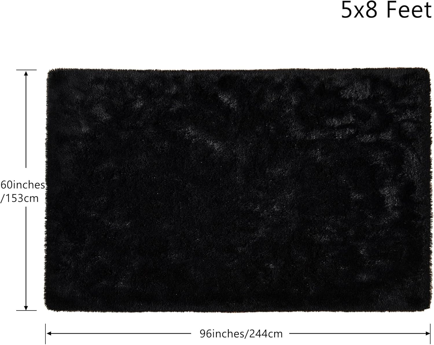 Tepook Super Soft Fluffy Rug for Bedroom, Modern Shaggy Fuzzy Kids Rugs for Living Room, Plush Indoor Nursery Home Decor Dorm Carpet with Non-Slip Bottom, Black, 5 X 8 Feet 5' x 8' (Rectangular) Black