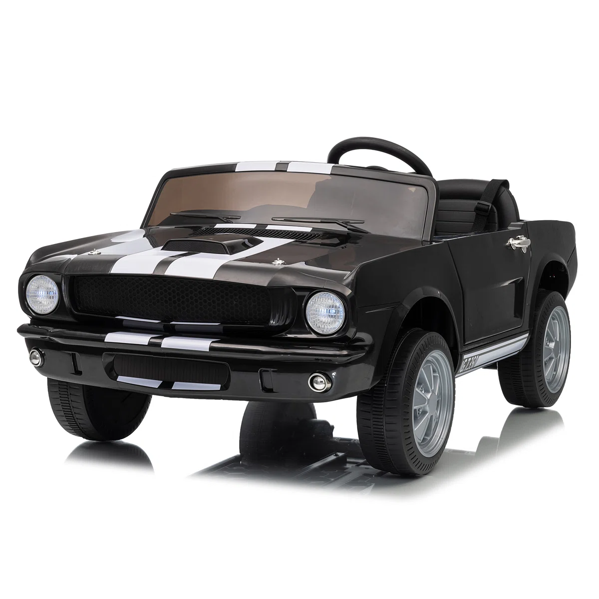 24V 2 Seater Kids Ride On Electric Car Shelby GT350 with Remote Control, Safety Belt, LED Lights, 3 Speeds, Pink