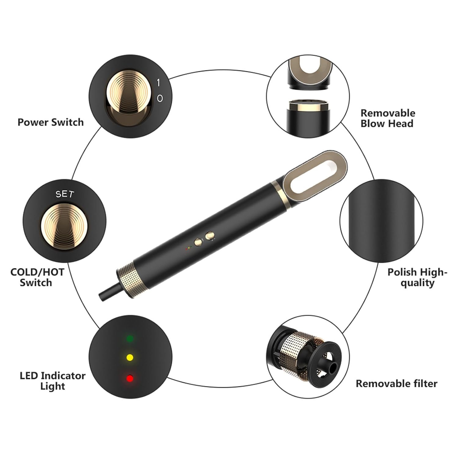 8-in-1 Hair Dryer Brush, Hair Styling Comb, Hair Straightening Curling Comb, Electric Straightener Brush, 110000RPM Brushless