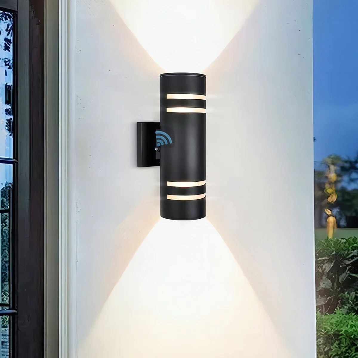 Bryanah Sensor Matte Black Aluminum 13.46" H Outdoor Armed Sconce