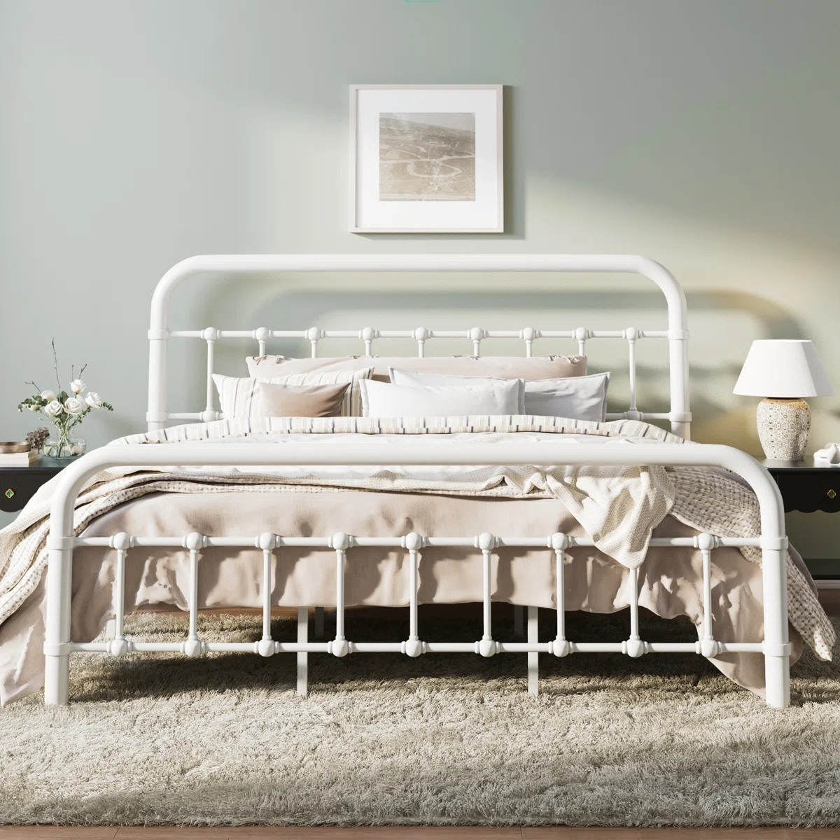 Kawamoto Metal Platform Bed Frame with Elegant Modern Design