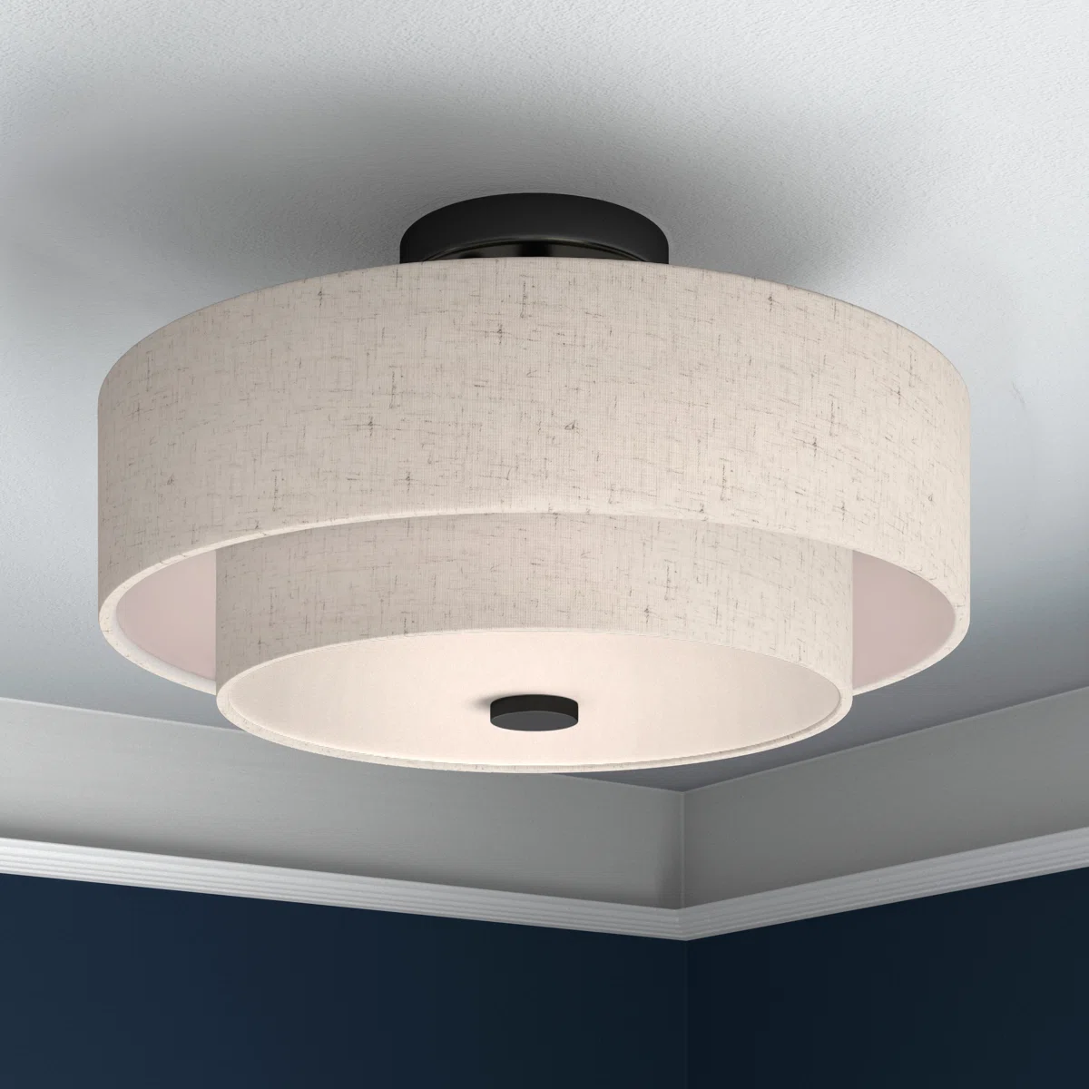 Ashaud 3 - Light 15" Shaded Tiered Semi Flush Mount