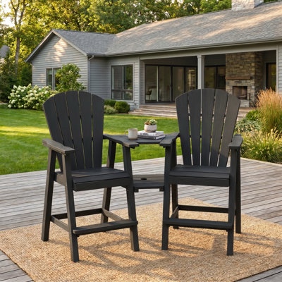 HDPE Tall Adirondack Chair Set with Removable Double Trays (Set of 2)