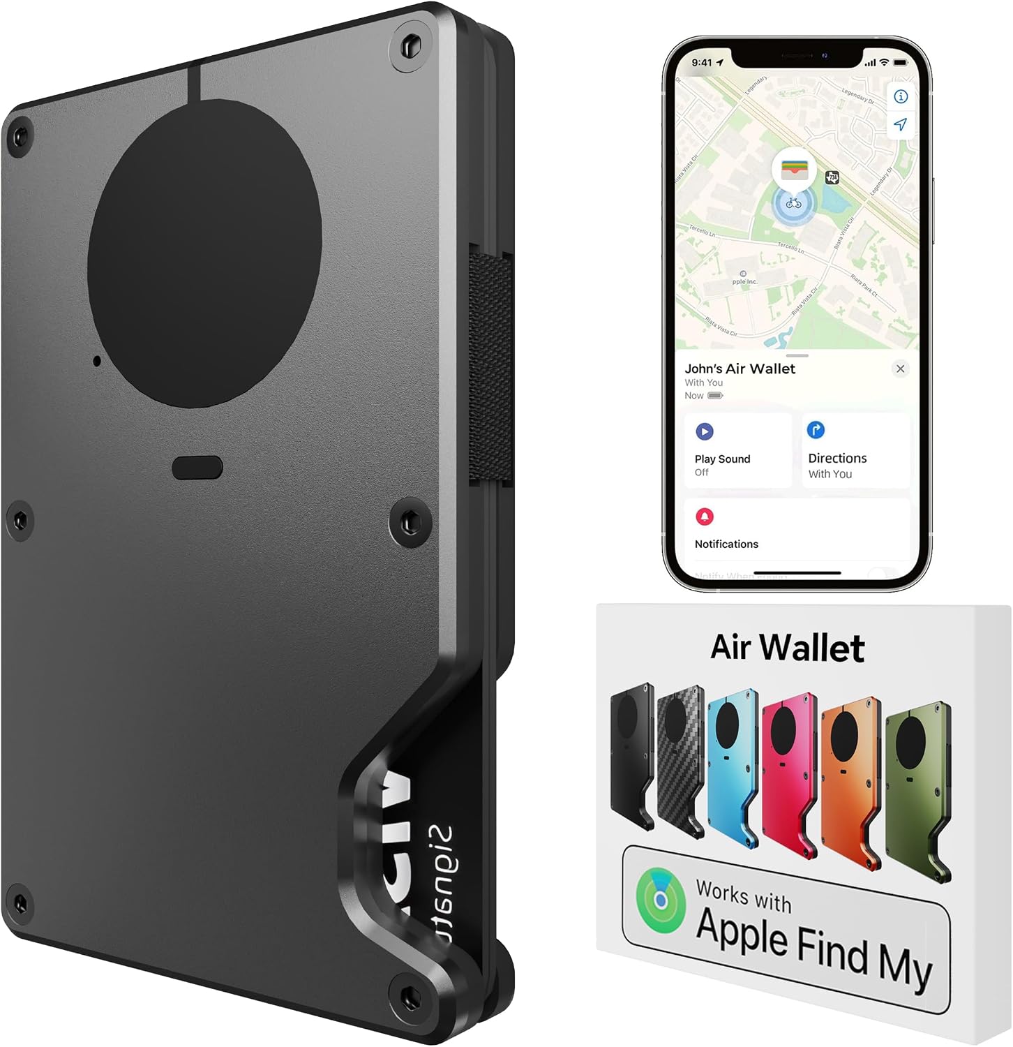 Orange Air Wallet Smart Tracking Wallet with Apple Find My Integration