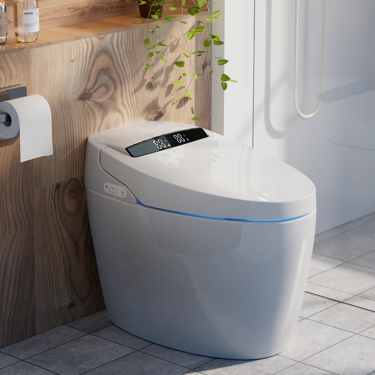 BCANHOME Smart Bidet Toilet with Auto Open/Close Lid, Soft-Closing Heat Seat, Tankless Auto Flush, Massage Clean, Warm Wash/Dryer, Remote Control