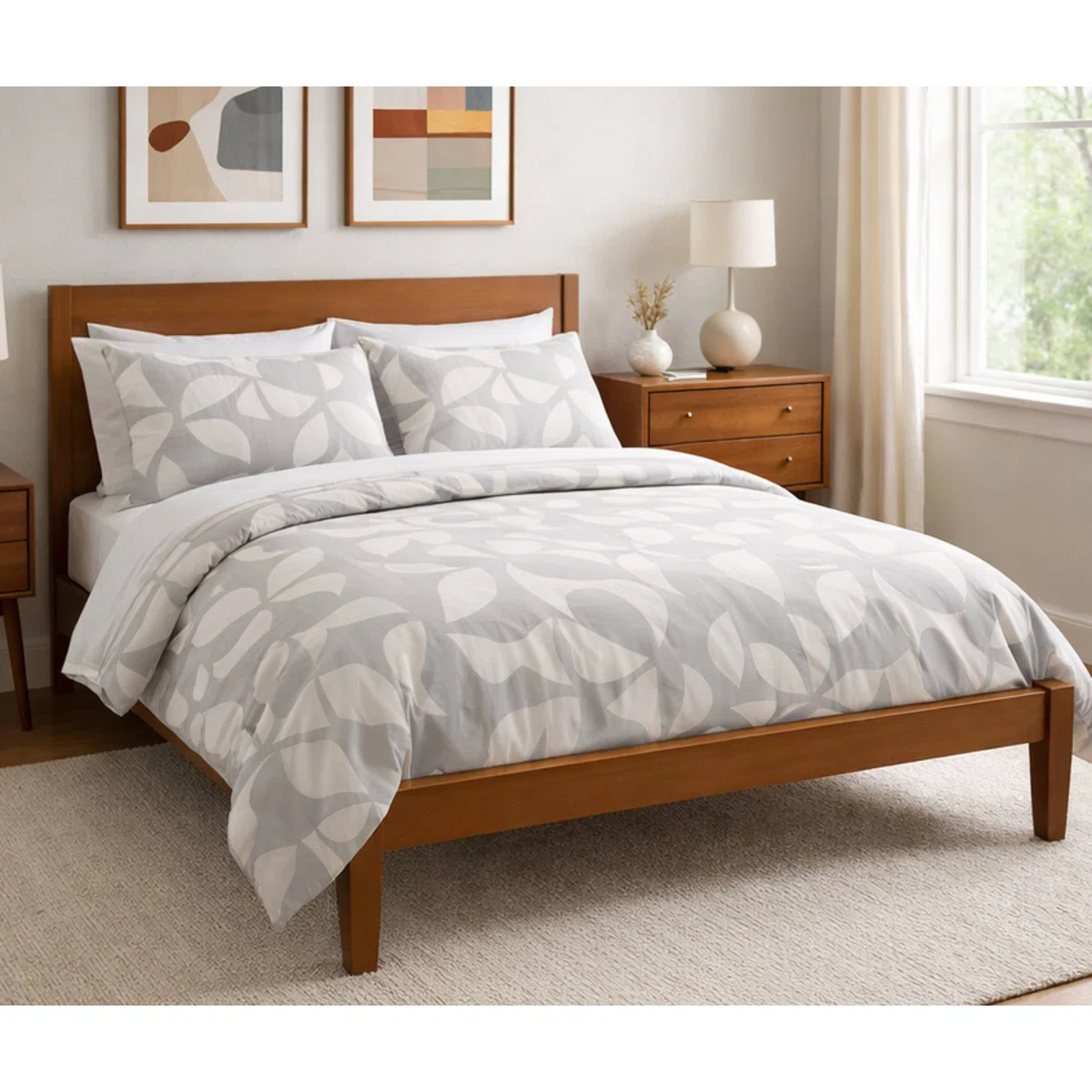 Bilal Solid Wood Platform Bed with Japanese Joinery & Panel Headboard