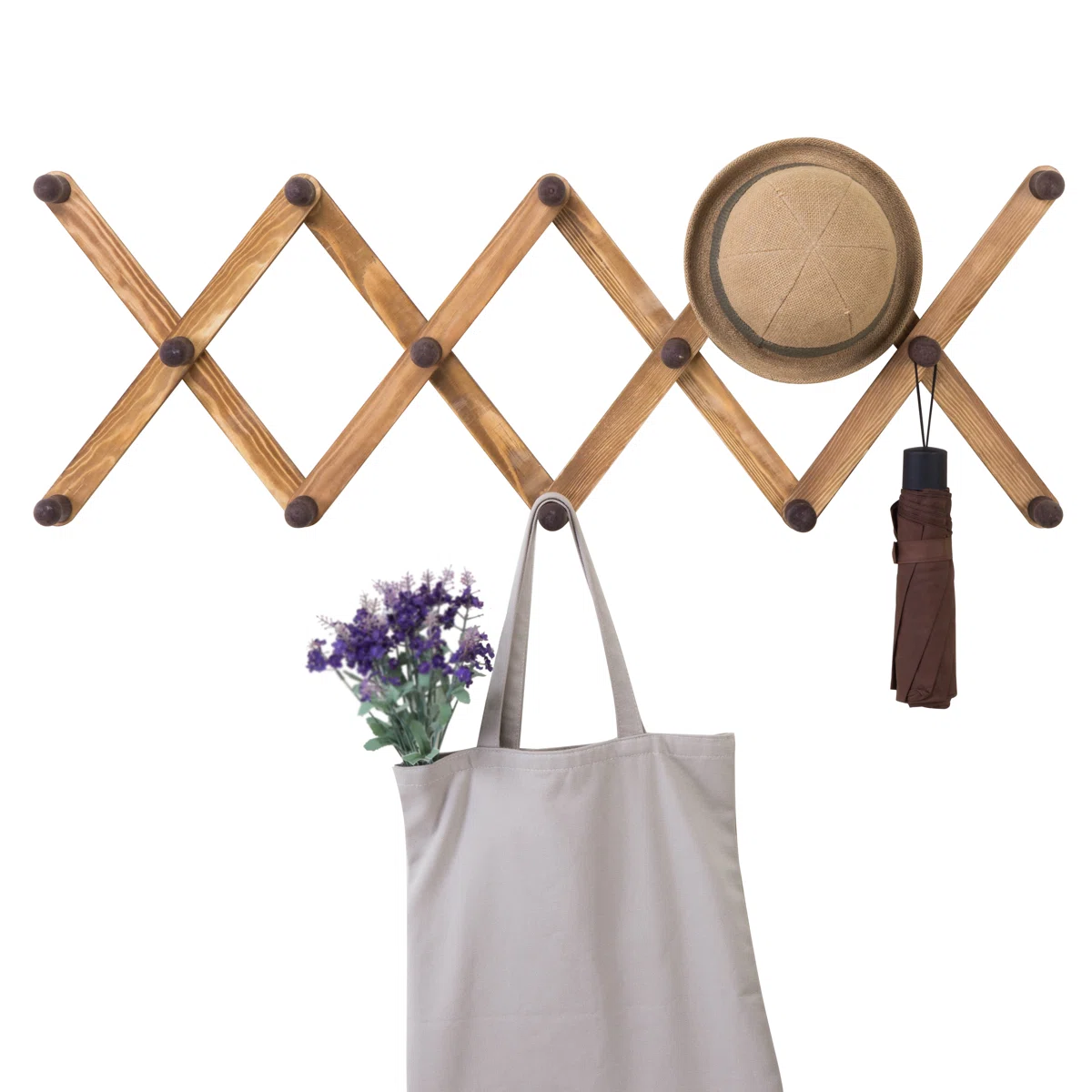 Amita Solid Wood 14 - Hook Wall Mounted Coat Rack