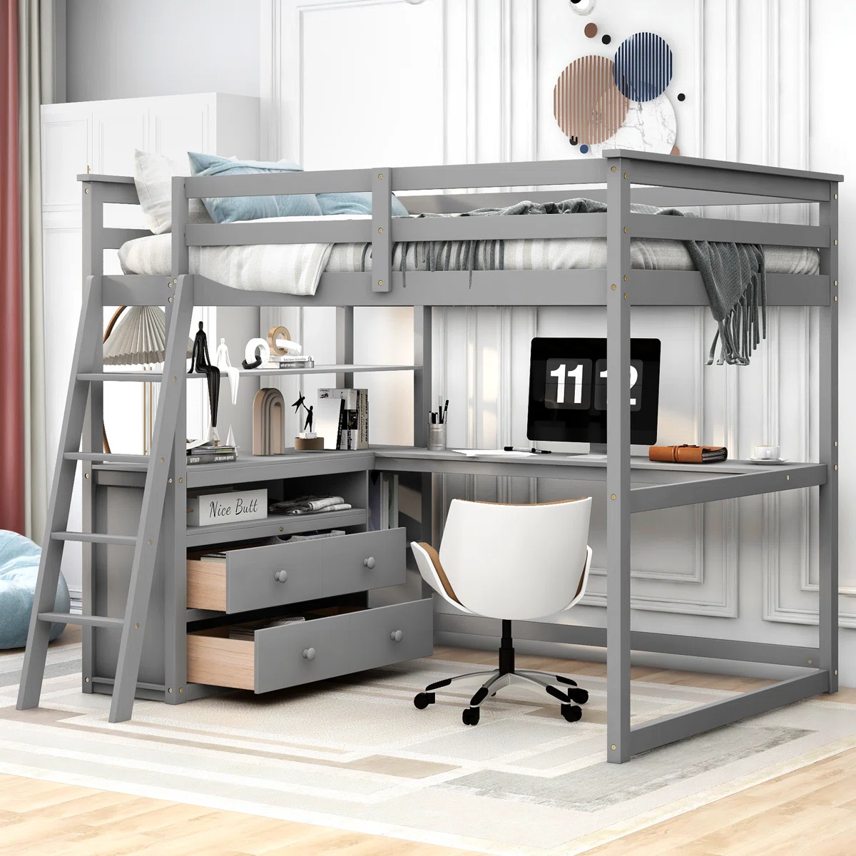 Evo 2 Drawer Loft Bed with Built-in Desk and Shelves