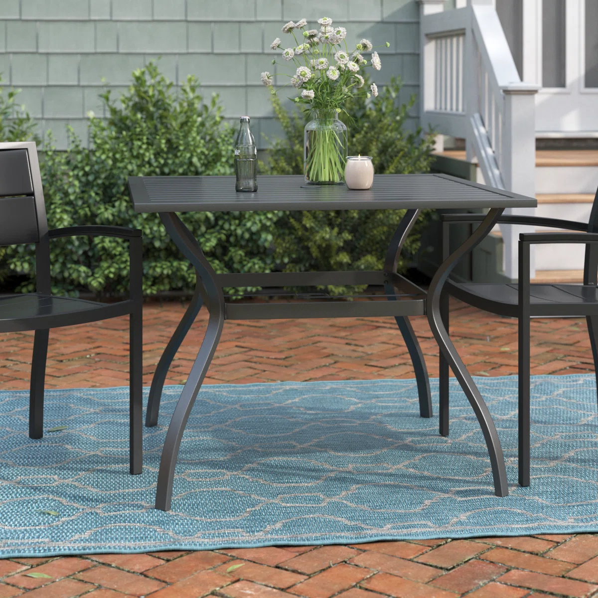 Leonard 37" Square Metal Outdoor Dining Table