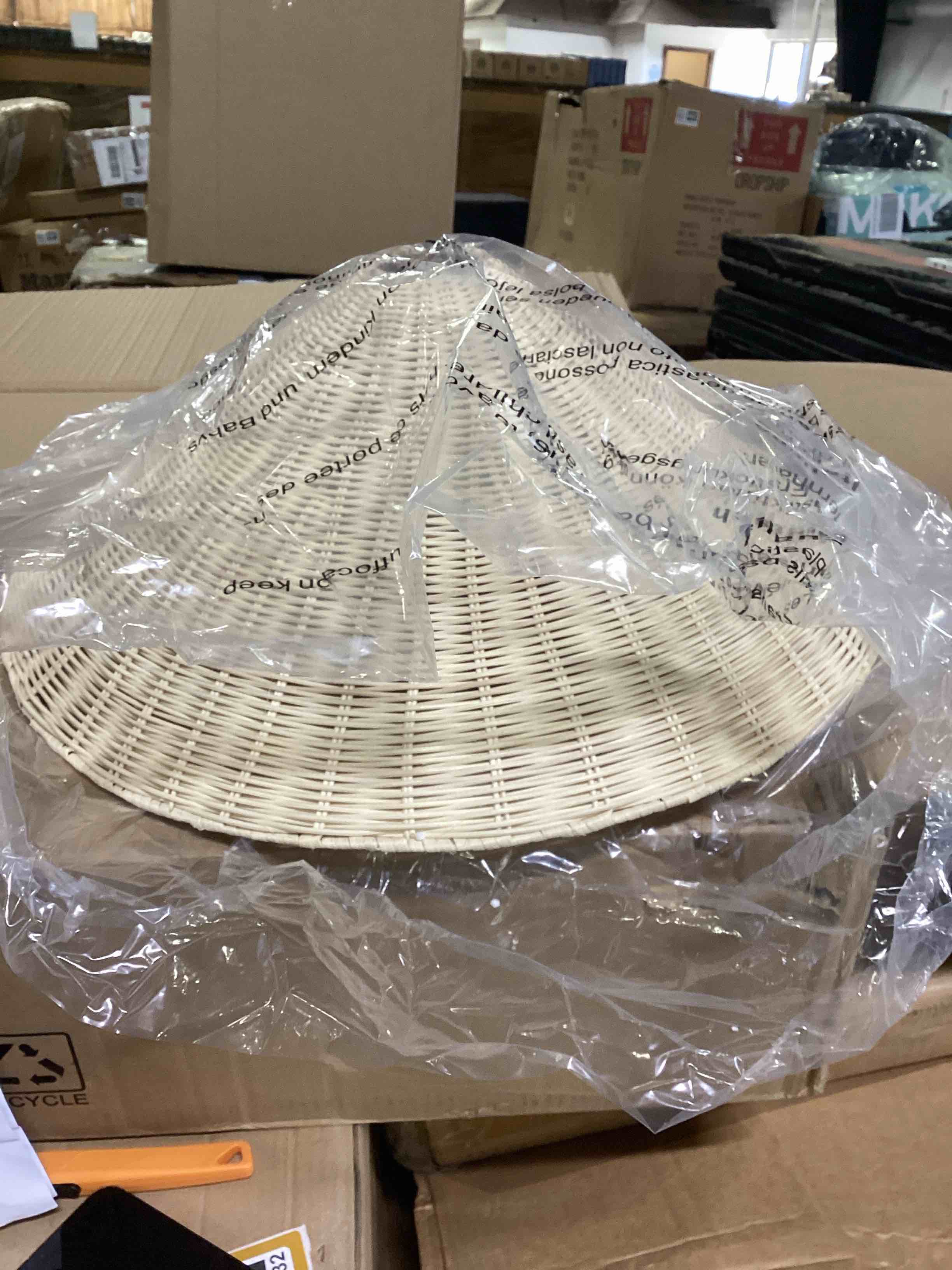(may be incomplete )Floor lamp with a bohemian style rattan pendant lampshade