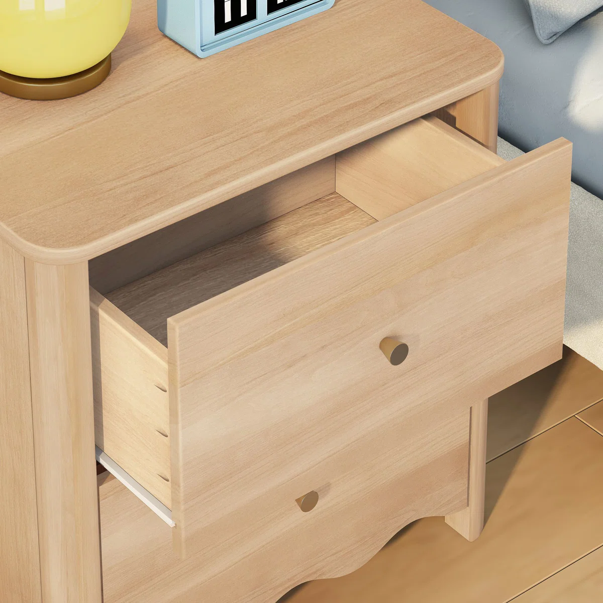 Setzer 2 Drawer 24 in. Wide Nightstand with Wave Detail