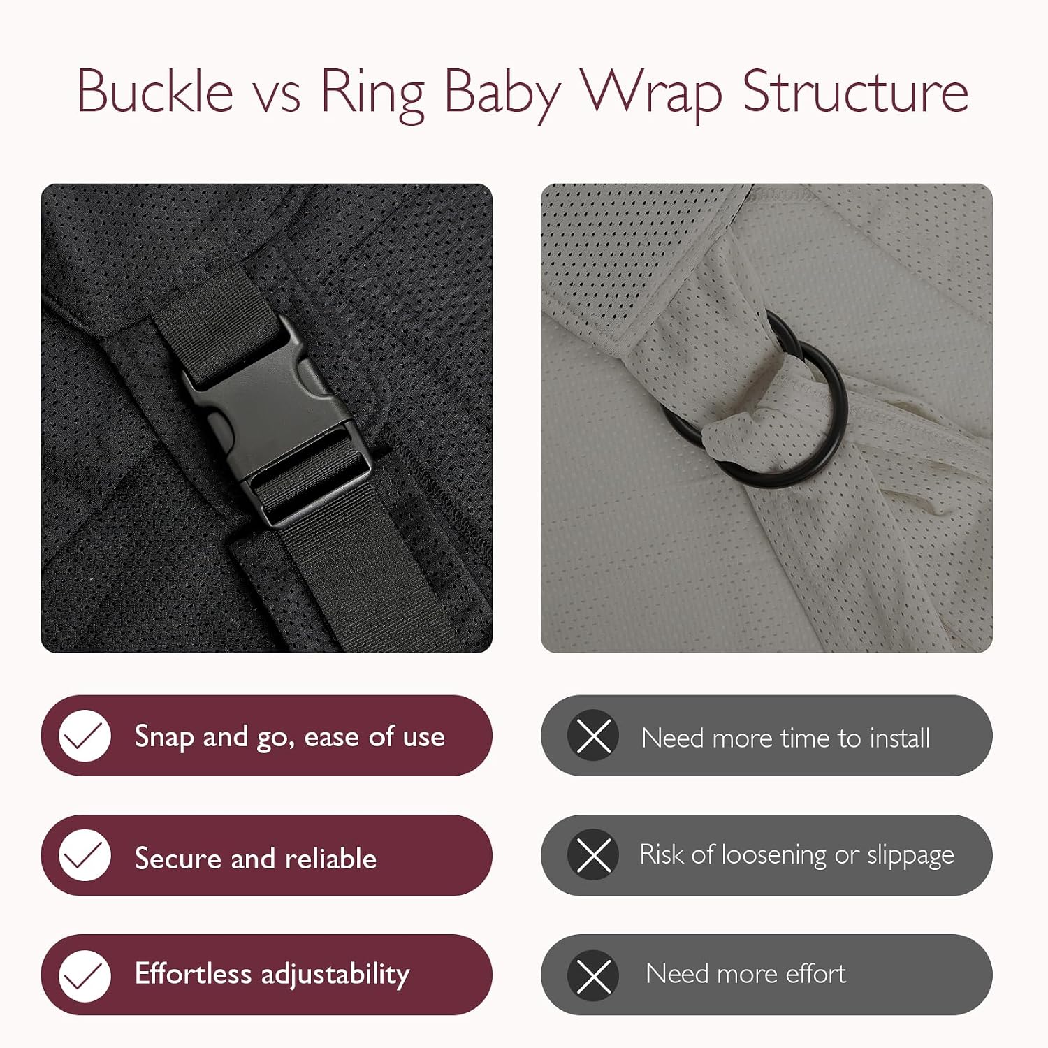 Momcozy Adjustable Buckle Baby Wrap Carrier Cooling Air-Mesh, Easy to Wear Baby Carrier Sling, Baby Carriers Newborn to Toddler 8-35lbs, Suit for Waist 47-57inch, Plus Size Black Plus AirMesh-Black