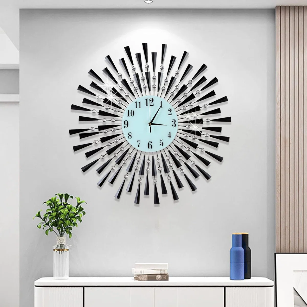 Modern Large Wall Clock With Silent Quartz Movement And Arabic Numerals For Home And Office Decor