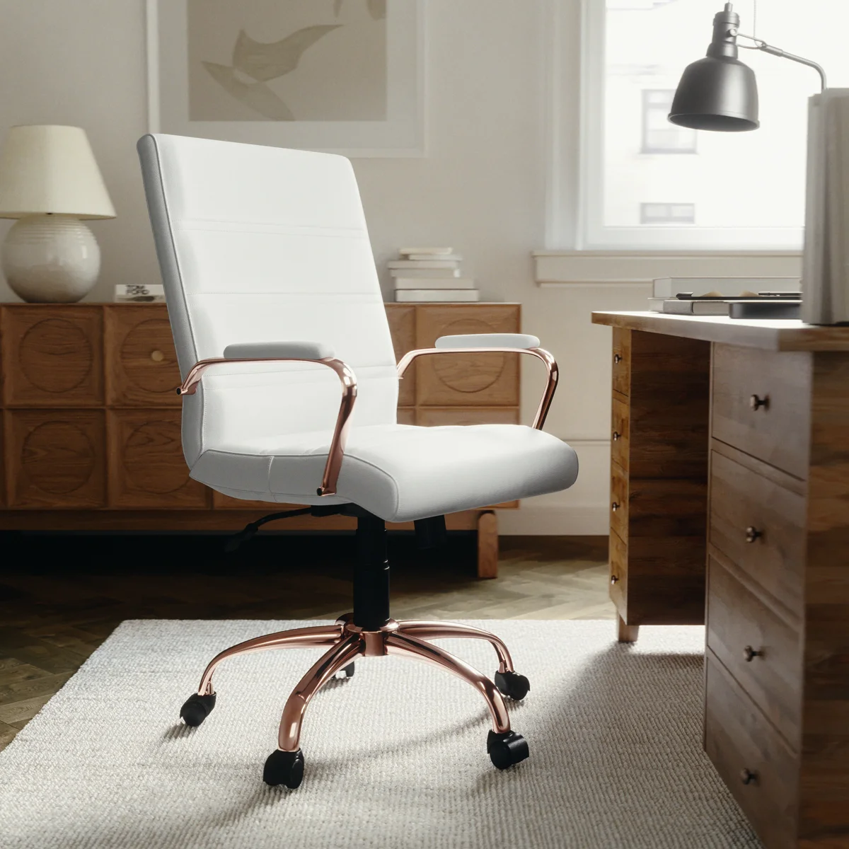 Whitney Ergonomic Upholstered Mid-Back Swivel Office Chair