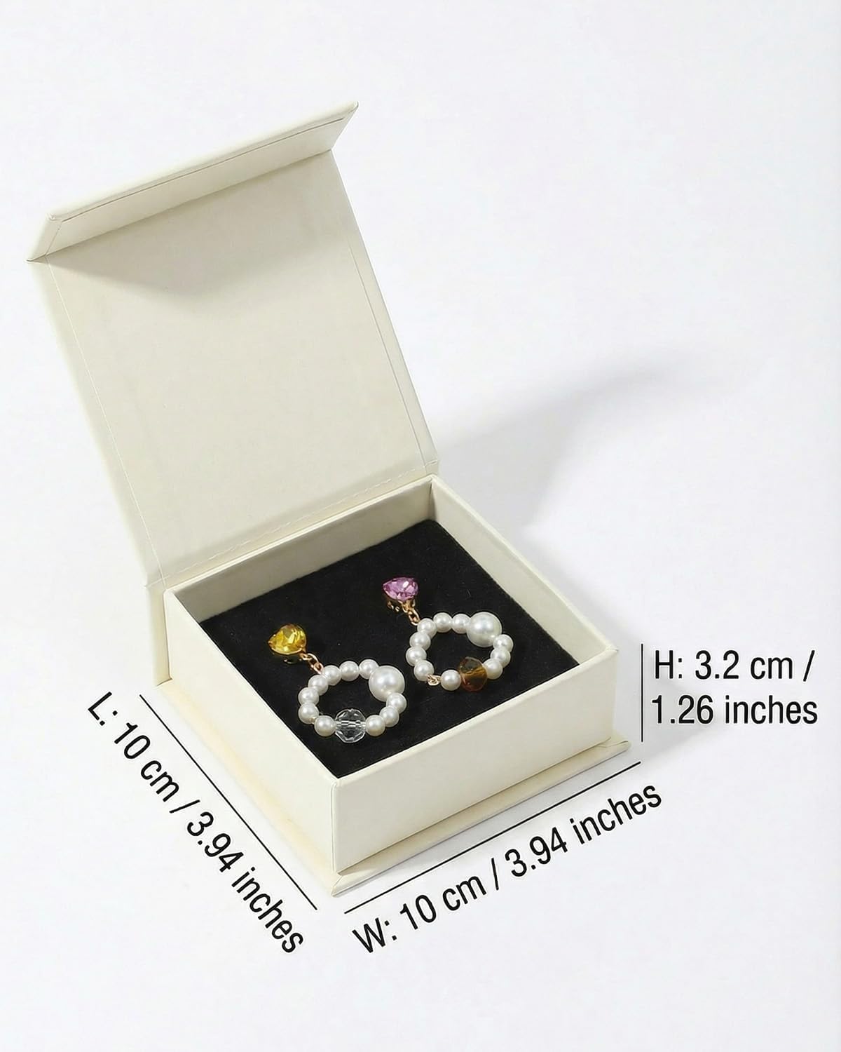 Jewelry Gift Box Set, 12 Pieces Flip-Up Velvet Foam Filled Square Jewelry Boxes for Necklaces, Earrings & Rings, Cardboard Paper Gift Case, Velvet Jewelry Box, 3.93 x 3.93 x 1.26 Inches (Beige)