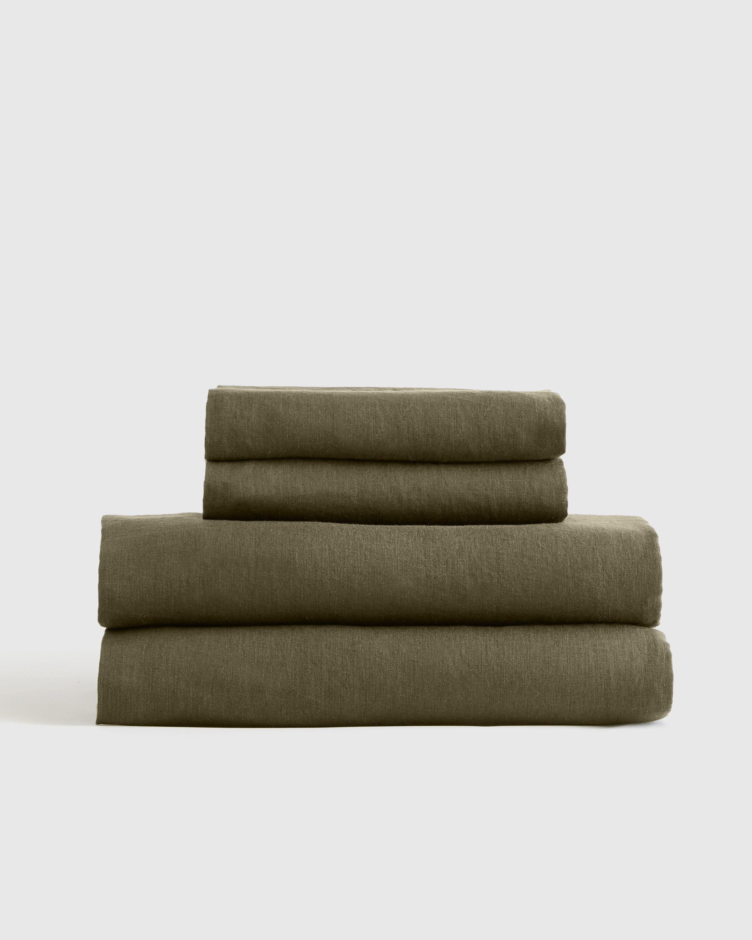 European Linen Sheet Set, King, Dusty Olive