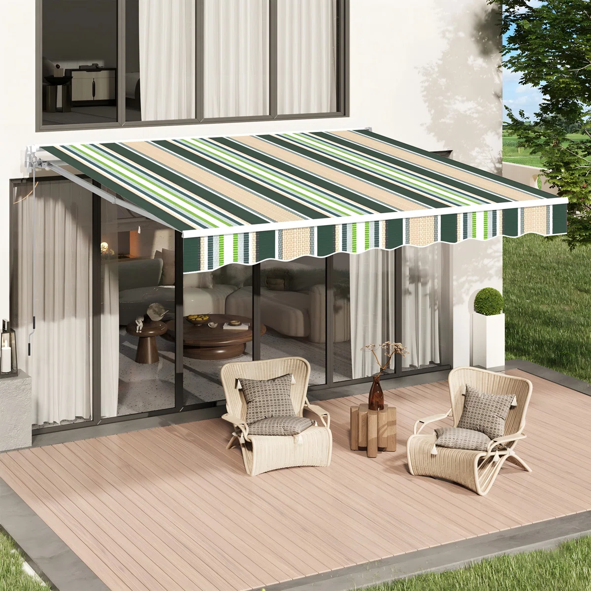 AECOJOY Manual Retraction Slope Patio Awning